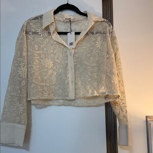 NWT Jason Wu Cream Floral Lace Blouse